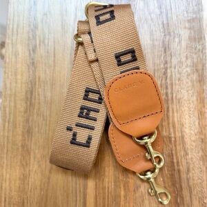 Clare V Tan and Camel Logo Webbing Crossbody Strap